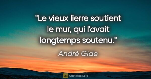 André Gide citation: "Le vieux lierre soutient le mur, qui l'avait longtemps soutenu."