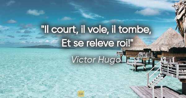 Victor Hugo citation: "Il court, il vole, il tombe,  Et se releve roi!"