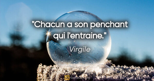 Virgile citation: "Chacun a son penchant qui l'entraine."