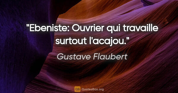 Gustave Flaubert citation: "Ebeniste: Ouvrier qui travaille surtout l'acajou."