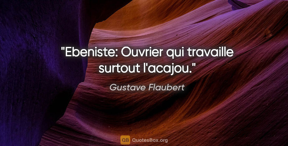 Gustave Flaubert citation: "Ebeniste: Ouvrier qui travaille surtout l'acajou."