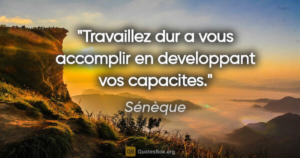 Sénèque citation: "Travaillez dur a vous accomplir en developpant vos capacites."