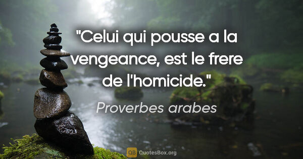 Proverbes arabes citation: "Celui qui pousse a la vengeance, est le frere de l'homicide."
