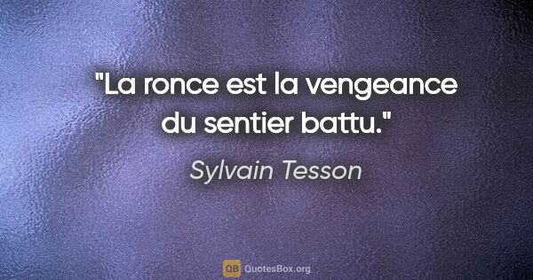 Sylvain Tesson citation: "La ronce est la vengeance du sentier battu."