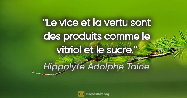 Hippolyte Adolphe Taine citation: "Le vice et la vertu sont des produits comme le vitriol et le..."