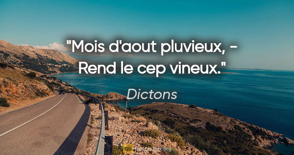 Dictons citation: "Mois d'aout pluvieux, - Rend le cep vineux."