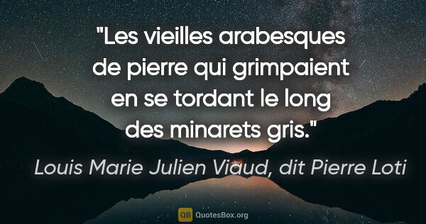 Louis Marie Julien Viaud, dit Pierre Loti citation: "Les vieilles arabesques de pierre qui grimpaient en se tordant..."
