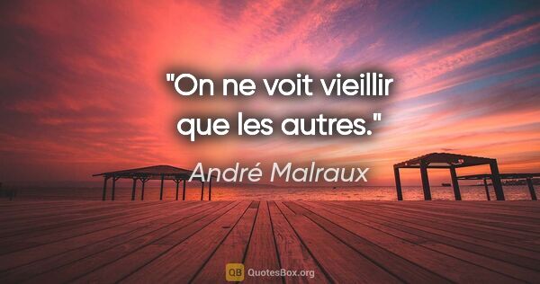 André Malraux citation: "On ne voit vieillir que les autres."