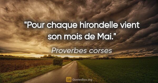 Proverbes corses citation: "Pour chaque hirondelle vient son mois de Mai."