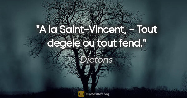 Dictons citation: "A la Saint-Vincent, - Tout degele ou tout fend."