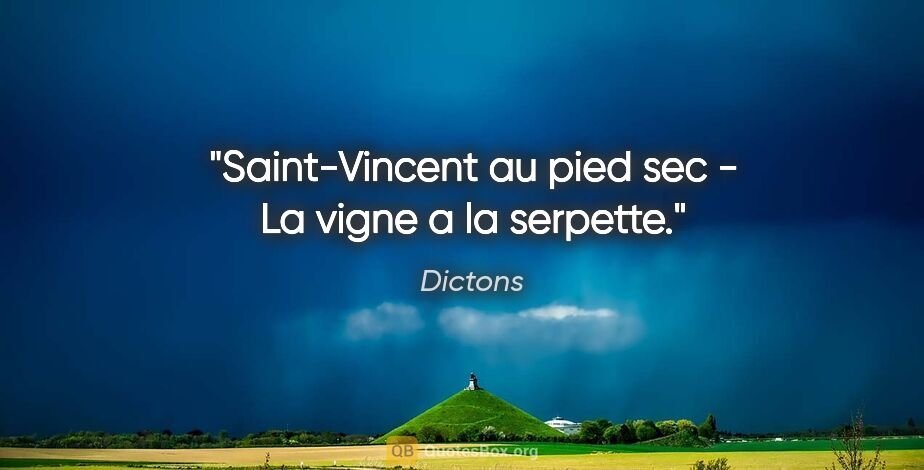 Dictons citation: "Saint-Vincent au pied sec - La vigne a la serpette."