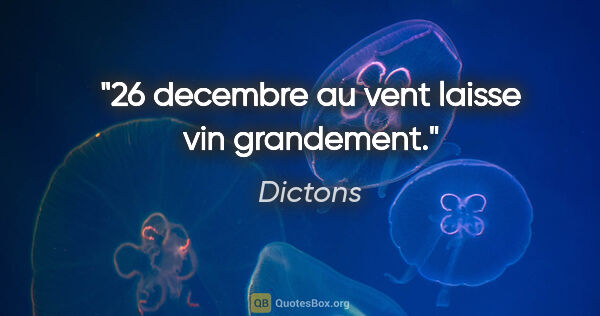 Dictons citation: "26 decembre au vent laisse vin grandement."