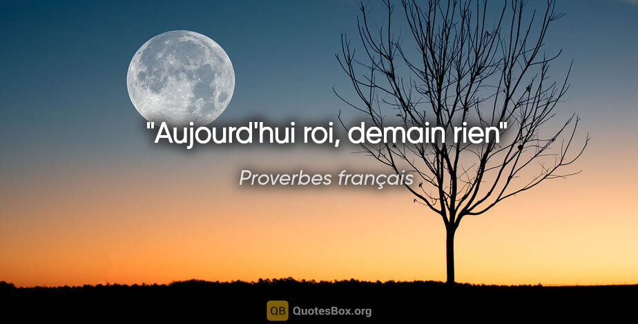 Proverbes français citation: "Aujourd'hui roi, demain rien"