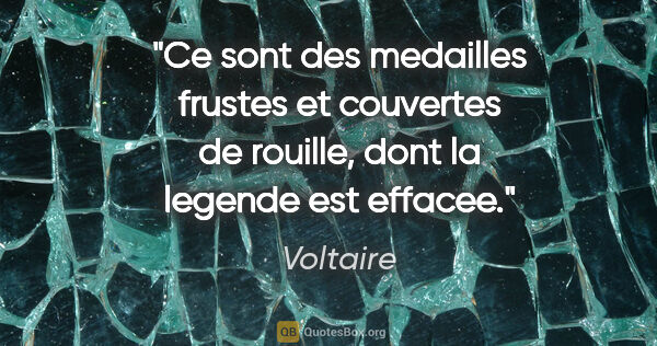 Voltaire citation: "Ce sont des medailles frustes et couvertes de rouille, dont la..."