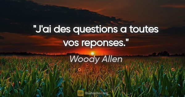 Woody Allen citation: "J'ai des questions a toutes vos reponses."