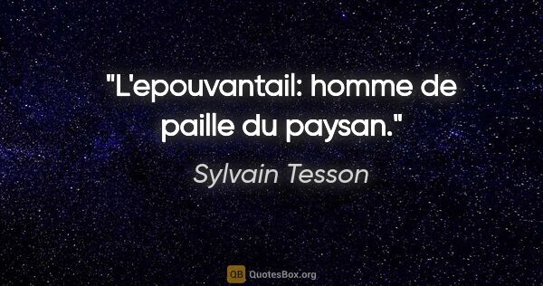 Sylvain Tesson citation: "L'epouvantail: homme de paille du paysan."