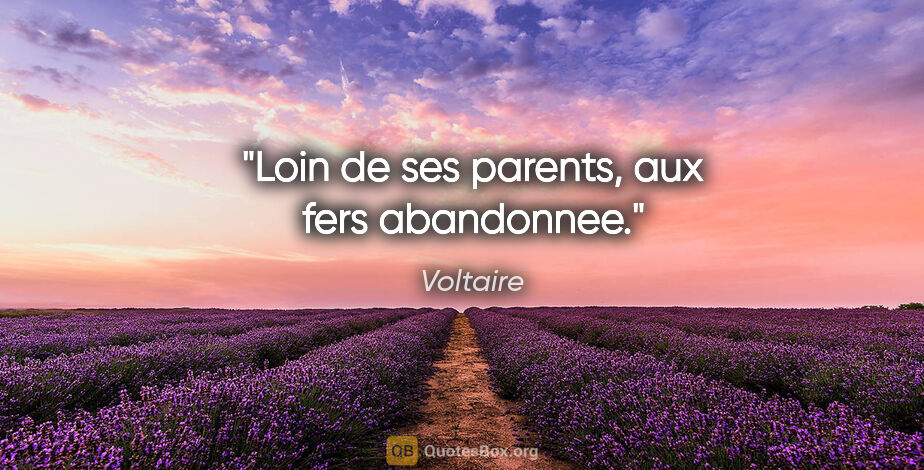 Voltaire citation: "Loin de ses parents, aux fers abandonnee."