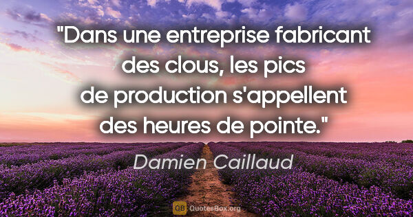 Damien Caillaud citation: "Dans une entreprise fabricant des clous, les pics de..."
