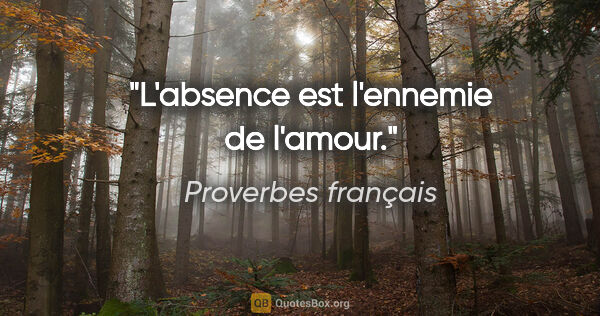 Proverbes français citation: "L'absence est l'ennemie de l'amour."