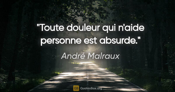 André Malraux citation: "Toute douleur qui n'aide personne est absurde."