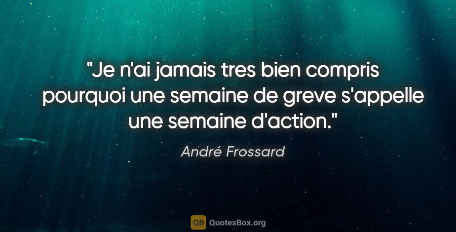 André Frossard citation: "Je n'ai jamais tres bien compris pourquoi une semaine de greve..."