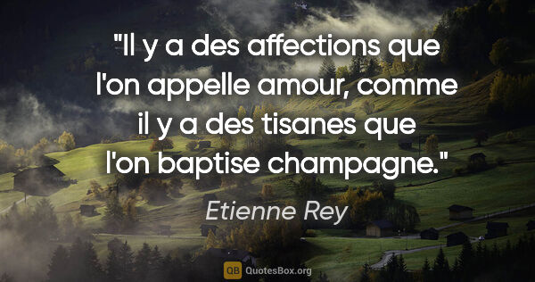 Etienne Rey citation: "Il y a des affections que l'on appelle amour, comme il y a des..."