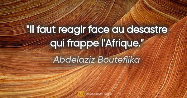 Abdelaziz Bouteflika citation: "Il faut reagir face au desastre qui frappe l'Afrique."