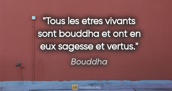 Bouddha citation: "Tous les etres vivants sont bouddha et ont en eux sagesse et..."