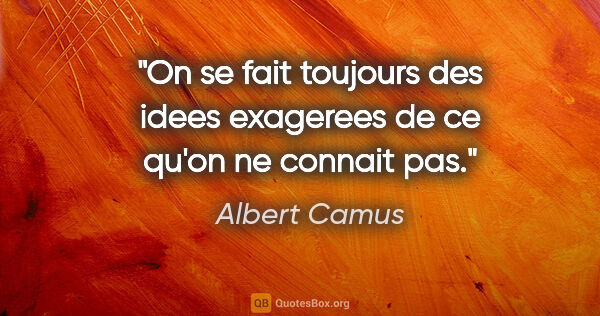Albert Camus citation: "On se fait toujours des idees exagerees de ce qu'on ne connait..."
