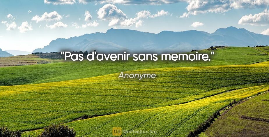 Anonyme citation: "Pas d'avenir sans memoire."