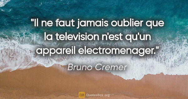 Bruno Cremer citation: "Il ne faut jamais oublier que la television n'est qu'un..."