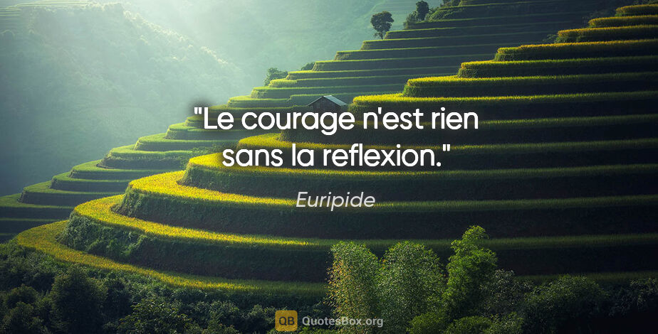 Euripide citation: "Le courage n'est rien sans la reflexion."