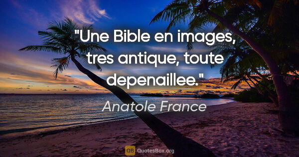 Anatole France citation: "Une Bible en images, tres antique, toute depenaillee."