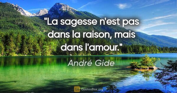 André Gide citation: "La sagesse n'est pas dans la raison, mais dans l'amour."