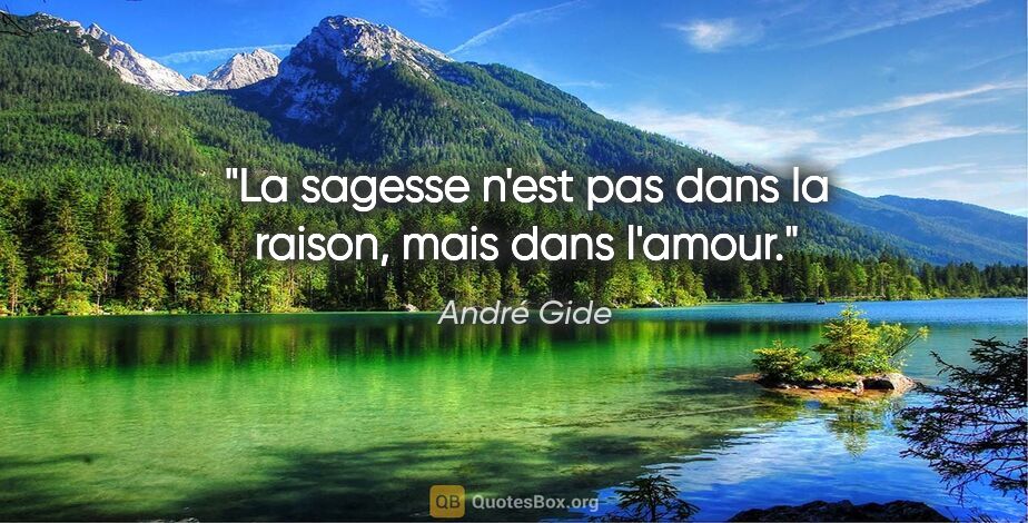 André Gide citation: "La sagesse n'est pas dans la raison, mais dans l'amour."