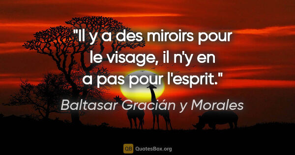 Baltasar Gracián y Morales citation: "Il y a des miroirs pour le visage, il n'y en a pas pour l'esprit."