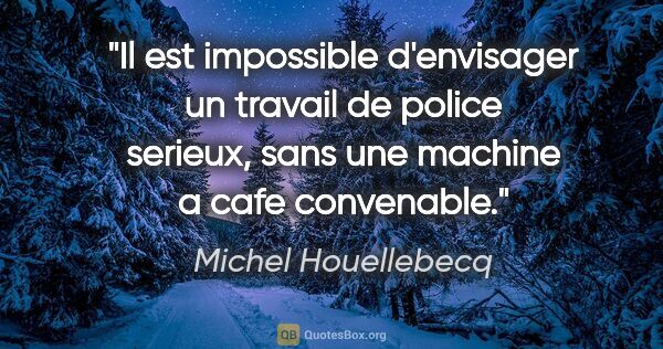 Michel Houellebecq citation: "Il est impossible d'envisager un travail de police serieux,..."