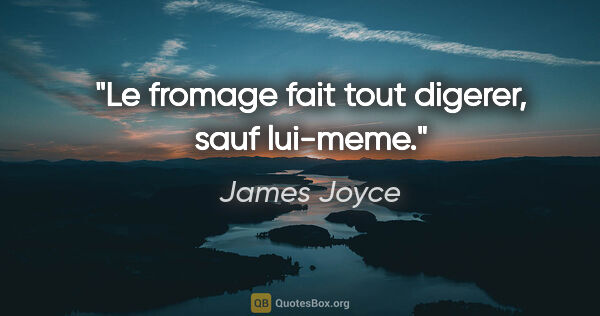 James Joyce citation: "Le fromage fait tout digerer, sauf lui-meme."