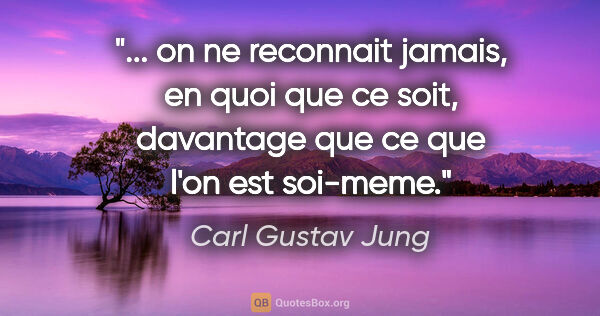 Carl Gustav Jung citation: " on ne reconnait jamais, en quoi que ce soit, davantage que ce..."