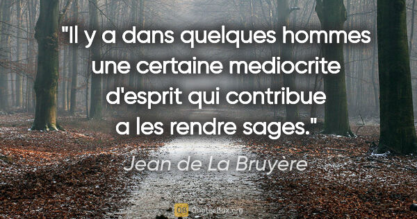Jean de La Bruyère citation: "Il y a dans quelques hommes une certaine mediocrite d'esprit..."