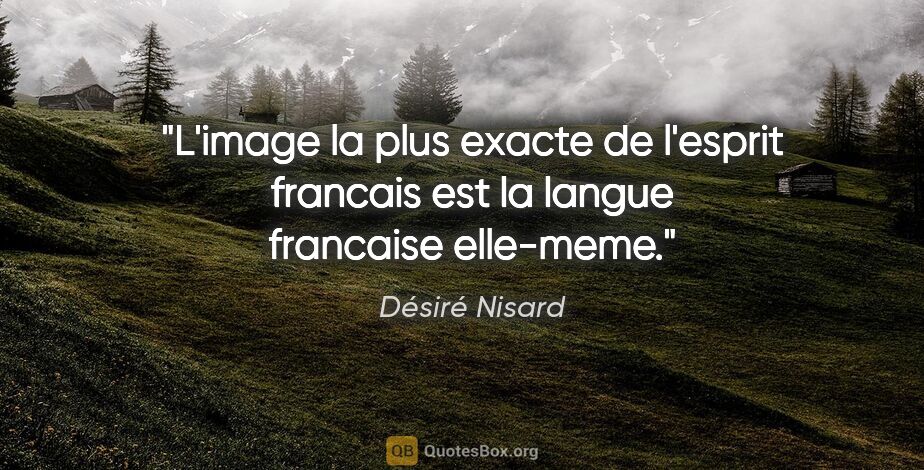 Désiré Nisard citation: "L'image la plus exacte de l'esprit francais est la langue..."