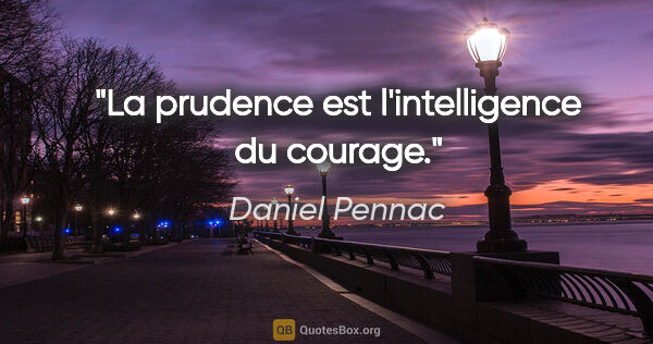 Daniel Pennac citation: "La prudence est l'intelligence du courage."