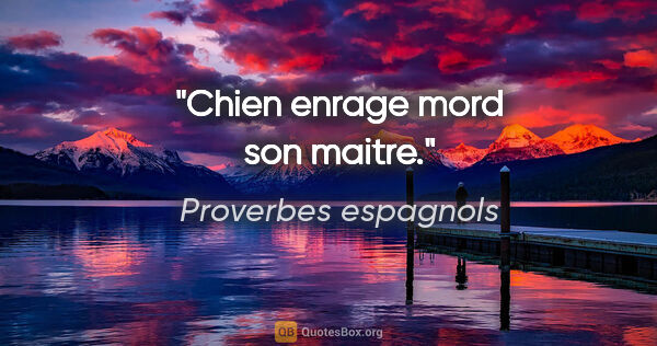 Proverbes espagnols citation: "Chien enrage mord son maitre."