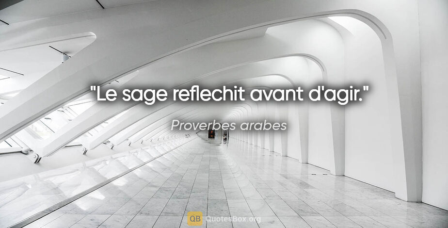 Proverbes arabes citation: "Le sage reflechit avant d'agir."
