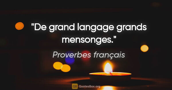 Proverbes français citation: "De grand langage grands mensonges."