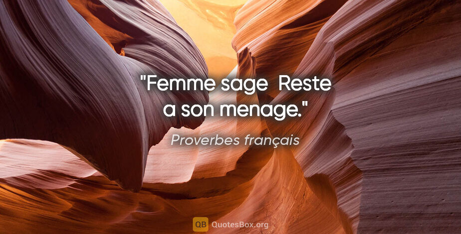 Proverbes français citation: "Femme sage  Reste a son menage."