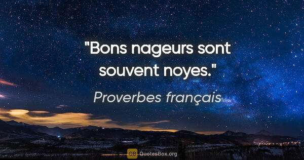 Proverbes français citation: "Bons nageurs sont souvent noyes."