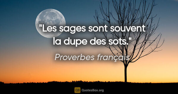 Proverbes français citation: "Les sages sont souvent la dupe des sots."