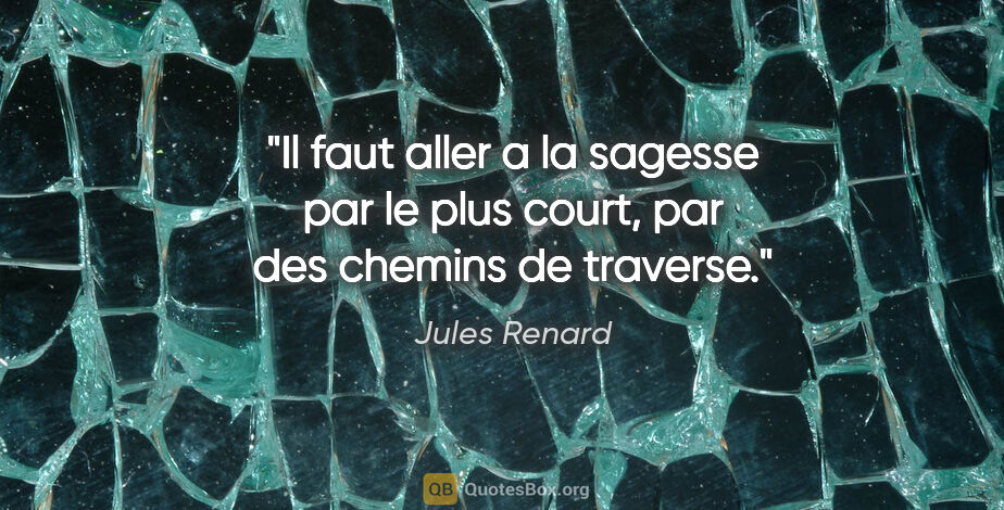 Jules Renard citation: "Il faut aller a la sagesse par le plus court, par des chemins..."