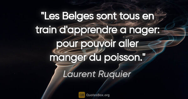Laurent Ruquier citation: "Les Belges sont tous en train d'apprendre a nager: pour..."